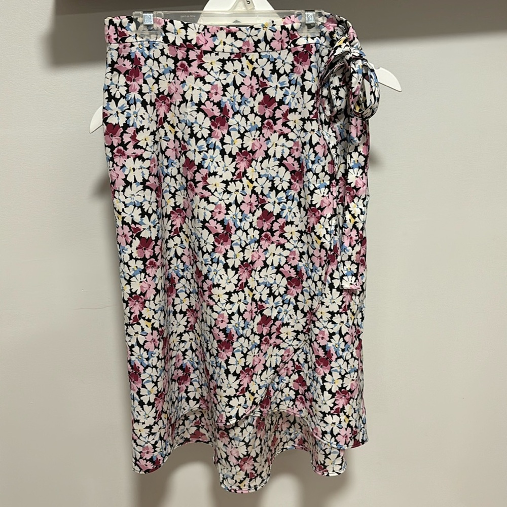 LOFT floral midi wrap skirt.